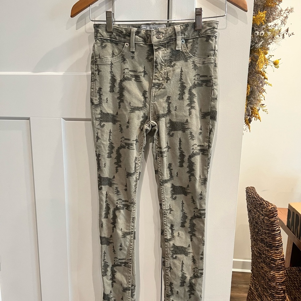Green-ish grey free people jeans